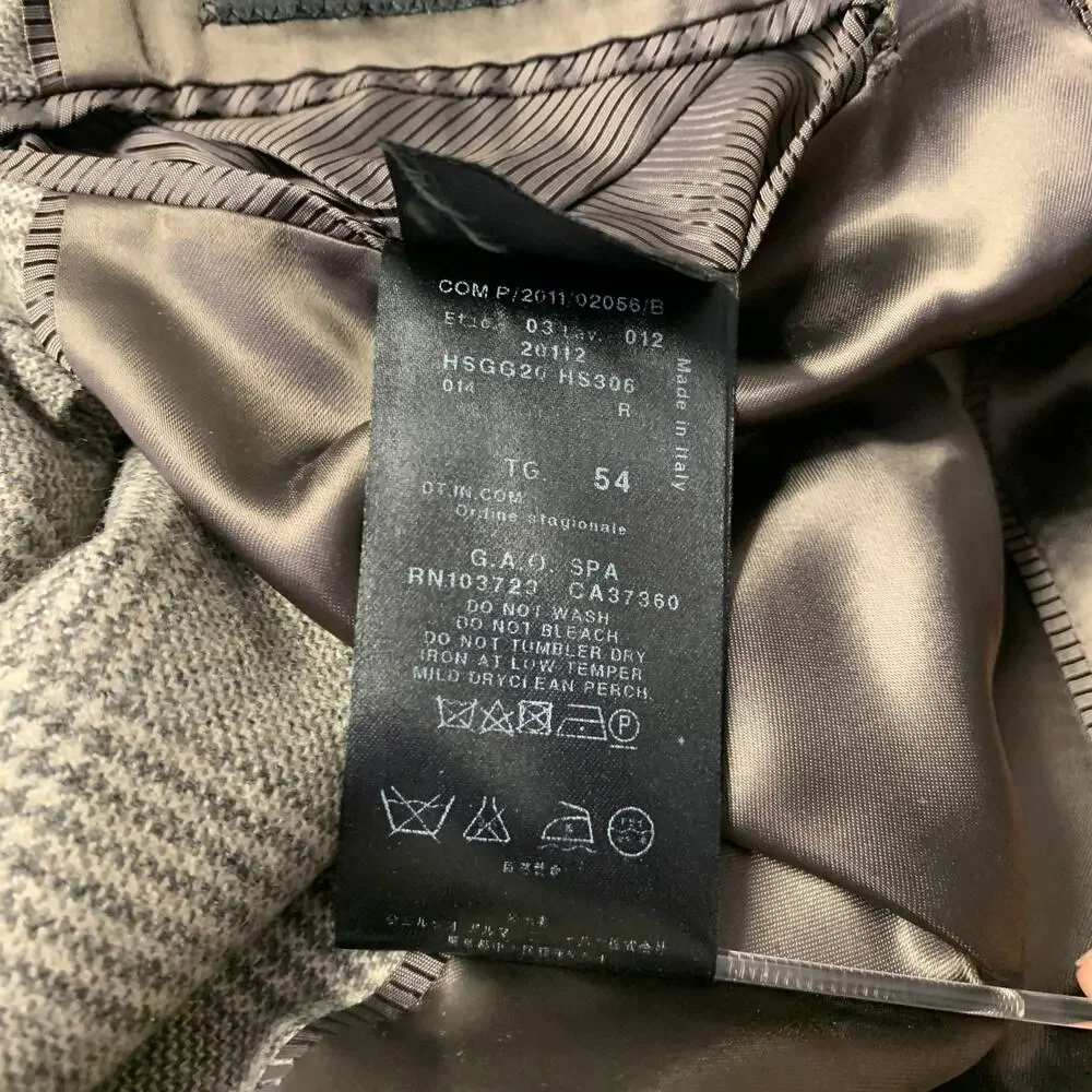 GIORGIO ARMANI Size 44 Grey Beige Glen Check Cashmere Silk Sport Coat